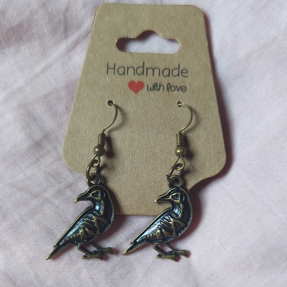 Handmade Bronze Bird Earrings
